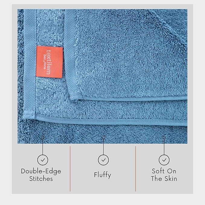 TEXTILOM 100% Turkish Cotton Oversized Luxury Bath Sheets, Jumbo & Extra Large Bath Towels Sheet for Bathroom and Shower with Maximum Softness & Absorbent (40 x 80 inches)- Mid Blue