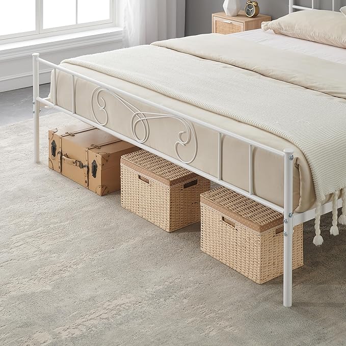Metal Platform Bed Frame with Headboard & Footboard, Steel Slats Mattress Foundation No Box Spring Needed, 800Lbs Capacity, Noise-Free