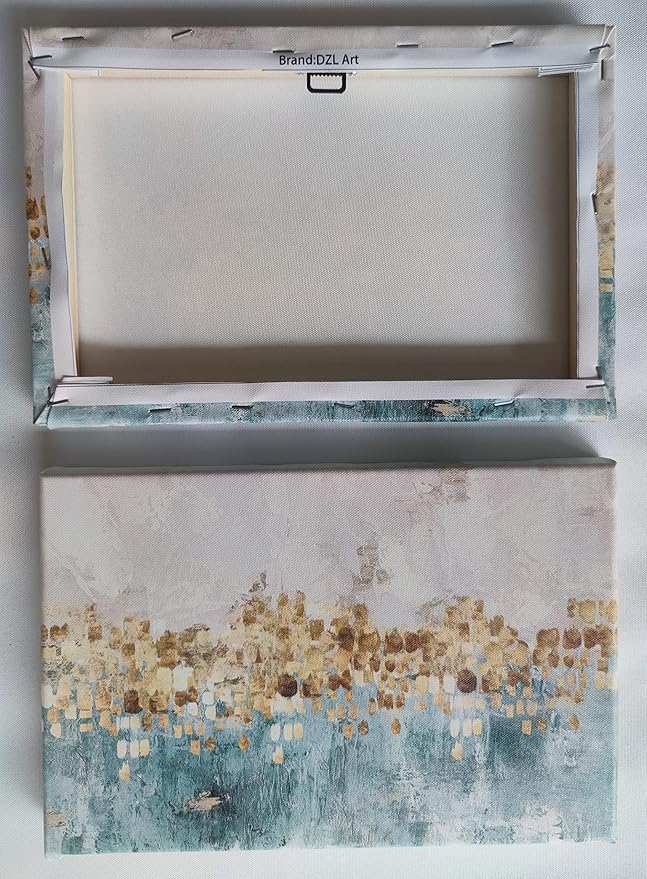 DZL Art A74675 Gold Abstract Canvas - Modern Contemporary Wall Art Decor Living Room