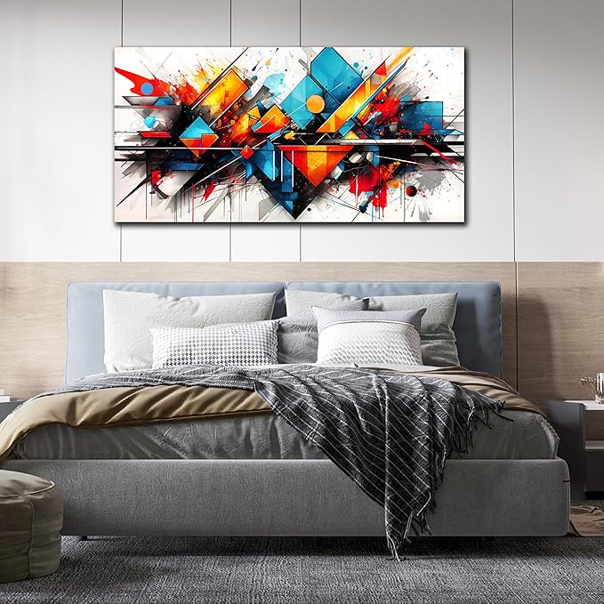 CIRABKY Abstract Wall-Art for Living Room - Abstract Pictures Wall Decor - Colorful Bedroom Canvas Wall Art Ready to Hang Size 24" x 48"