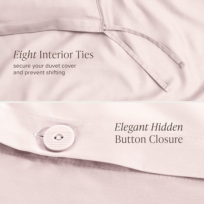 Bare Home 100% Organic Cotton Sateen Duvet Cover Set - Twin/Twin Extra Long Size - 400 Thread Count - Smooth Sateen Weave - Warm & Luxurious - Duvet Cover (Twin/Twin XL, Dusty Pink)