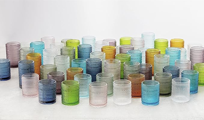 Fortessa Jupiter Beaded Hobnail Glass, 10 Ounce Double Old Fashioned (Set of 4), Clear