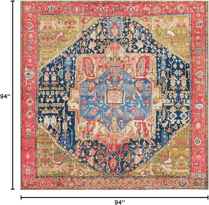 Unique Loom Outdoor Traditional Collection Area Rug - Limon (7' 10" Square Multi/Red)