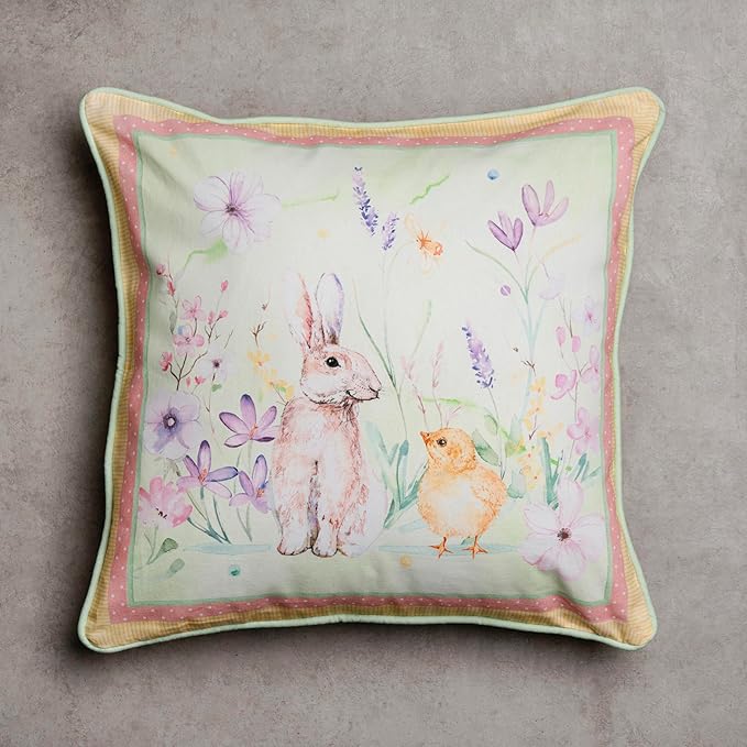 Maison d' Hermine Decorative Pillow Covers 18 x 18 Inch Square 100% Cotton Throw Pillow Covers with Invisible Zipper Cushion Case for Living Room Couch, Chair, Sofas, Bedroom, Home (Easter Zest)