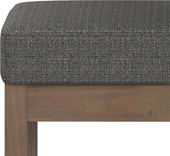SIMPLIHOME Milltown 27 inch Wide Contemporary Rectangle Footstool Ottoman Bench in Ebony Tweed Look Fabric, Assembled, for the Living Room and Bedroom