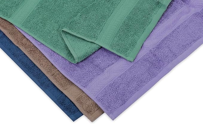 Casa Lino 100% Cotton Hand Towels for Bathroom - Soft, Highly Absorbent & Quick Dry Kitchen Towels - Gym Towel Set - Travel Towel Set - 24" x 16" - Pack of 4 - (Multicolor II)
