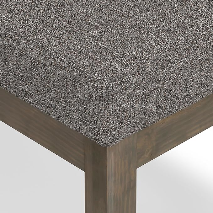 SIMPLIHOME Milltown 27 inch Wide Contemporary Rectangle Footstool Ottoman Bench in Pebble Grey Tweed Look Fabric, Assembled, for the Living Room and Bedroom