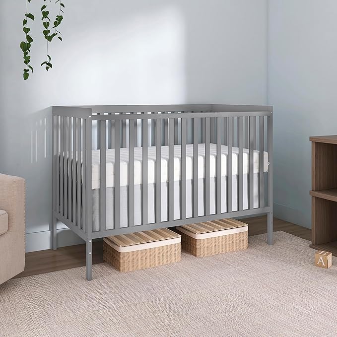 Dream On Me Synergy 5-in-1 Convertible Crib in Steel Grey, Greenguard Gold Certified