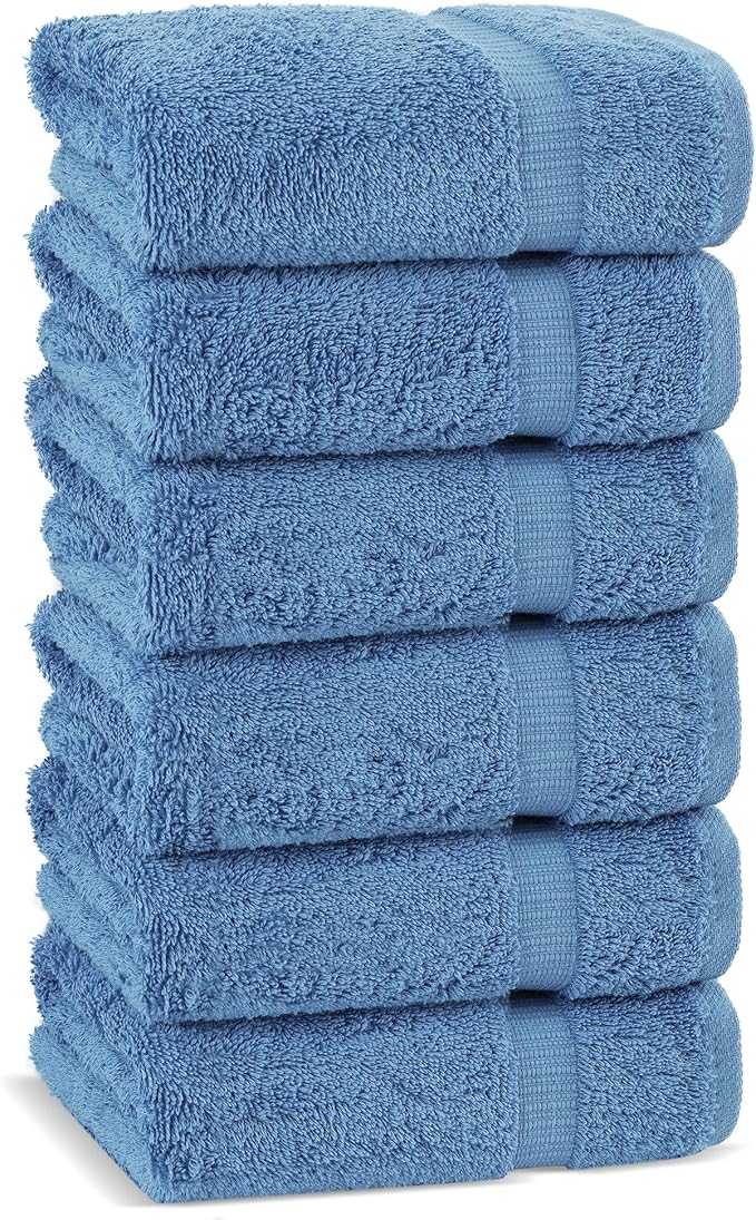Chakir Turkish Linens | Hotel & Spa Quality 100% Cotton Premium Turkish Towels | Soft & Absorbent (6-Piece Hand Towels, Wedgewood)