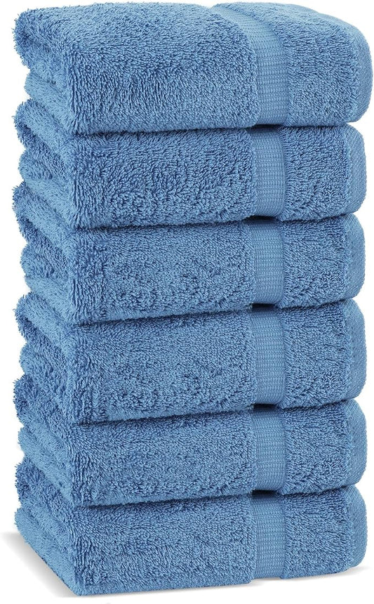 Chakir Turkish Linens | Hotel & Spa Quality 100% Cotton Premium Turkish Towels | Soft & Absorbent (6-Piece Hand Towels, Wedgewood)