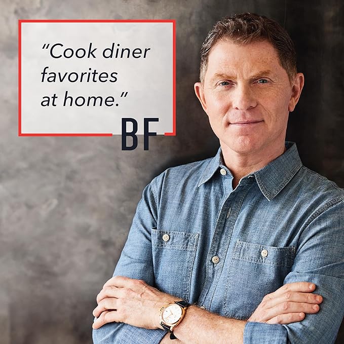 GreenPan x Bobby Flay Smash Burger Press, 6.5" Cast Iron Round Grill Press, Smashed Burgers, Heavy-Duty, Wood Handle, Cookouts & BBQ Tool for Juicy & Crispy Hamburgers Bacon Sandwich, Flat Top Griddle