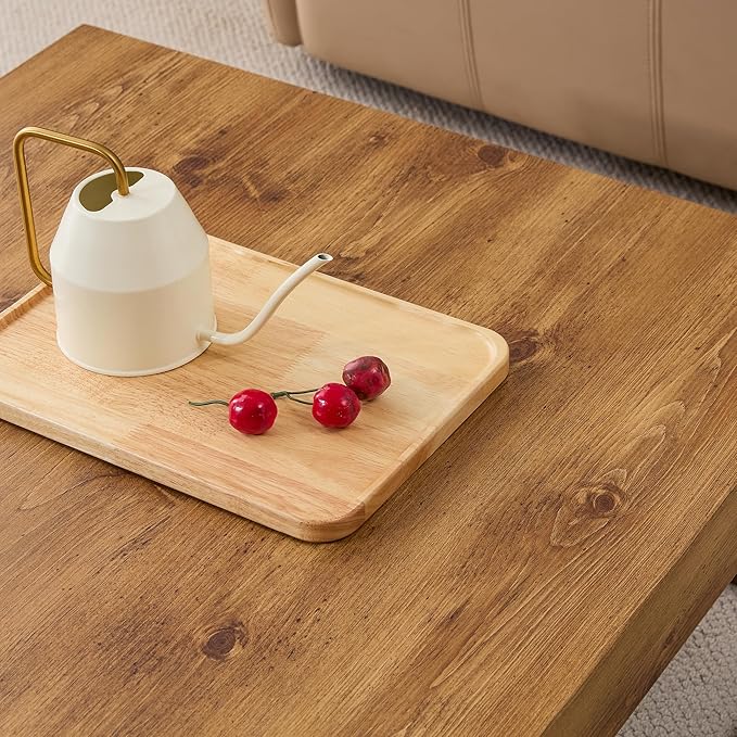 31.5'' Modern Square Coffee Table for Living Room, Metal Legs Large Coffee Table, Wooden Tea Table Top for Dining Room Office Small Space