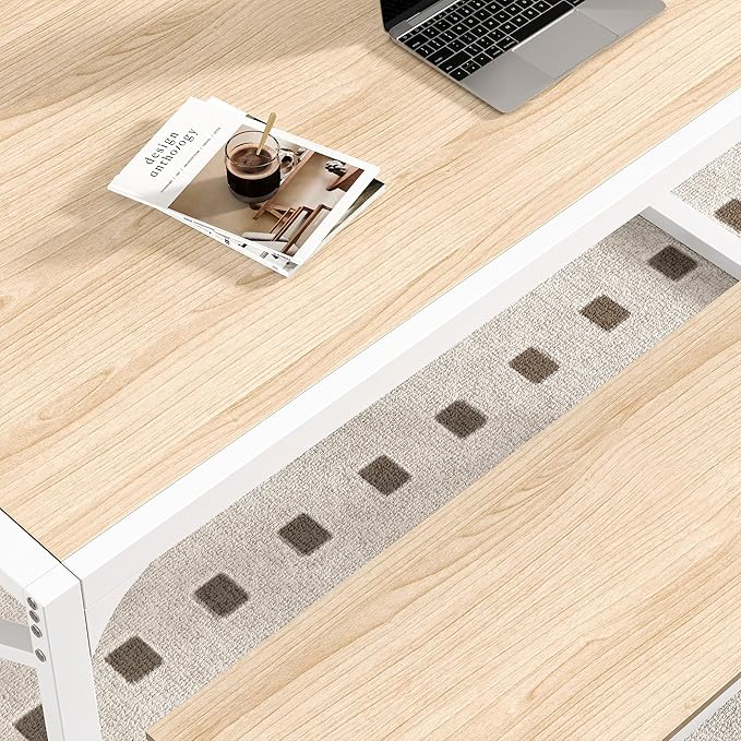 VECELO Kitchen Dining Table Set for 4 to 6, 55" Wood Dinette 2 Benches with Metal Frame for Dinner Breakfast Nook and Small Space, Oak