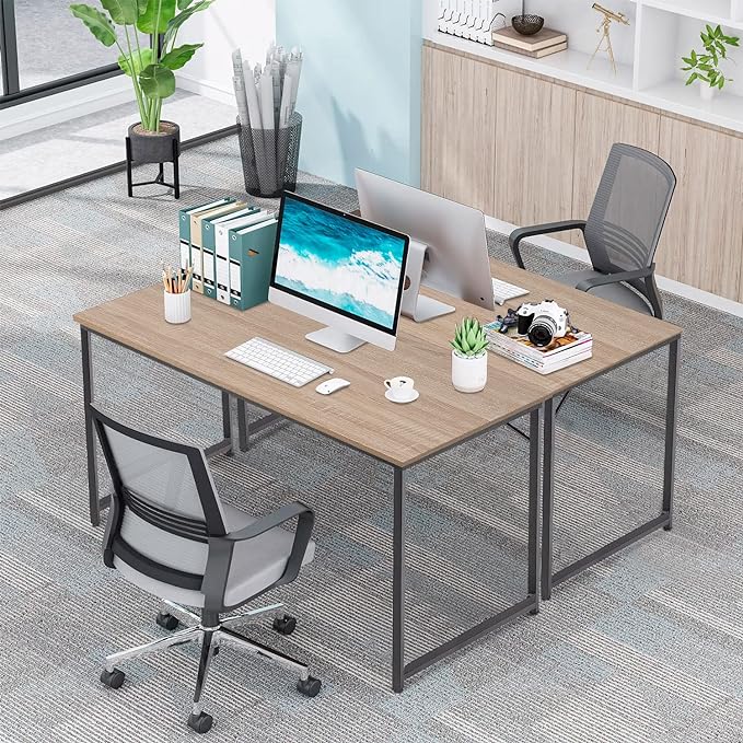 PayLessHere | 39 Inch Computer Desk | Nature | Office Desk with Metal Frame, Adjustable Feet | Water-Resistant, Scratchproof Surface | Sturdy Writing Table for Home Office or Study | Pack of 1