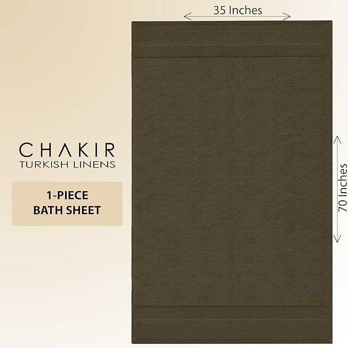 Chakir Turkish Linens 100% Cotton Premium Turkish Towels for Bathroom | 35'' x 70'' (1-Piece Bath Sheet, Cocoa)
