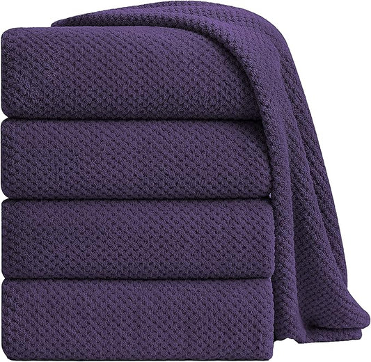 Extra Large Bath Towel Sheet Set 35x70 Inches - Oversized Bath Towels Set,Large Microfiber - Quick Dry,Lightweight,Super Soft,Highly Absorbent Towel Set for Bathroom,Pack of 4(Russian Violet)
