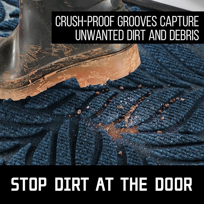 Yimobra Front Door Mat Outdoor Indoor, 47x32 All-Season Waterproof Welcome Mat, All-Weather Outside Entrance Mat, Non-Slip Patio Porch Doormat, Low Profile, Fade Resistant, Blue