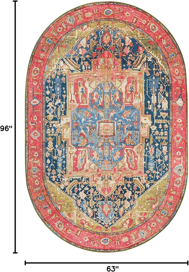 Unique Loom Outdoor Traditional Collection Area Rug - Limon (5' 3" x 8' Oval Multi/Red)