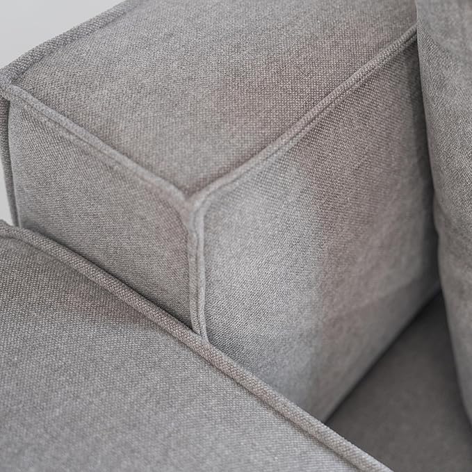 Acanva Luxury Modular Sectional Living Room Sofa Set, Modern Minimalist Style Couch with Ottoman and Chaise, L-Shape, Grey