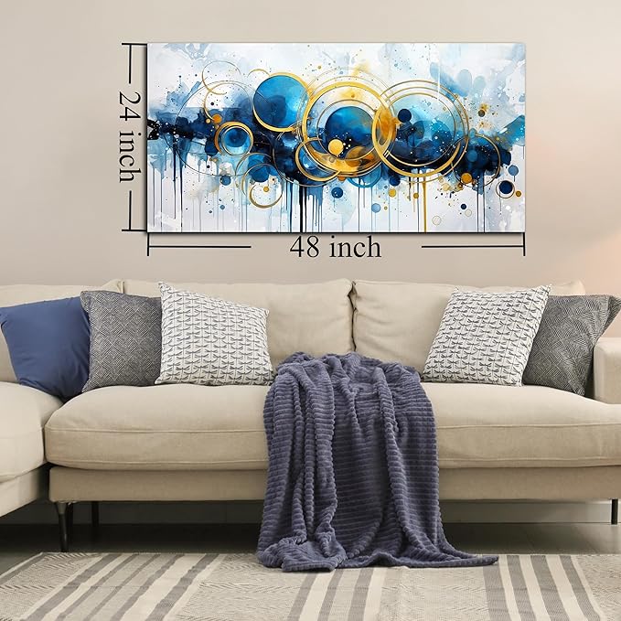 Abstract Art Work for Wall Decor - Large Canvas Wall Art for Living Room - Minimalist Art Ready to Hang Size 24" x 48"