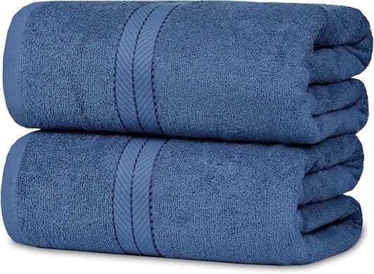 Casa Lino Bath Sheets Set Extra Large - 100% Cotton Extra Large Bath Towels - Highly Absorbent & Quick Dry Oversized Towels for Adults - 60" x 30" - Pack of 2 - (Cobalt Blue)