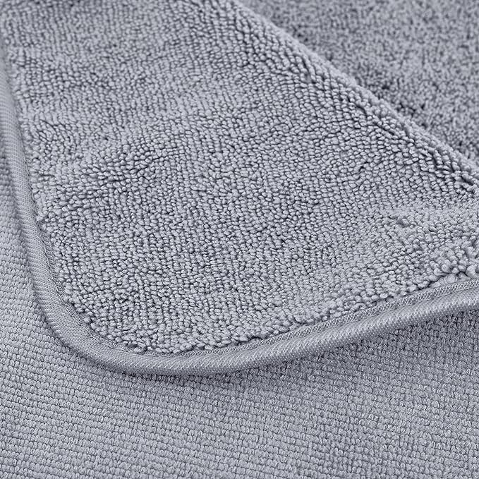 POLYTE Oversize, 60 x 30 in., Quick Dry Lint Free Microfiber Bath Towel Set, 6 Piece (Gray)