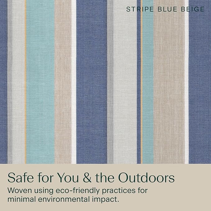 Honeycomb Outdoor Deep Seat, 24 x 23, Stripe Blue & Beige Chair Cushion for Patio Furniture