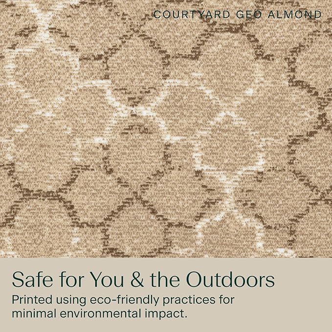 Honeycomb Outdoor Deep Seat, 24 x 23, Courtyard Geo Almond Chair Cushion for Patio Furniture