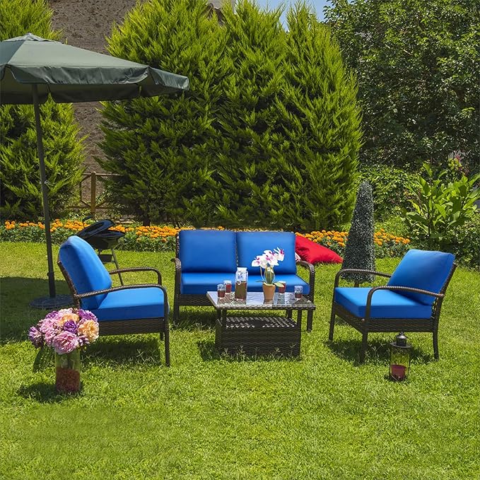 JMGBird Outdoor Chair Cushion Tufted Pillow, Deep Seat Outdoor Cushion Set 19"x19" Seat Cushions for Outdoor Furniture