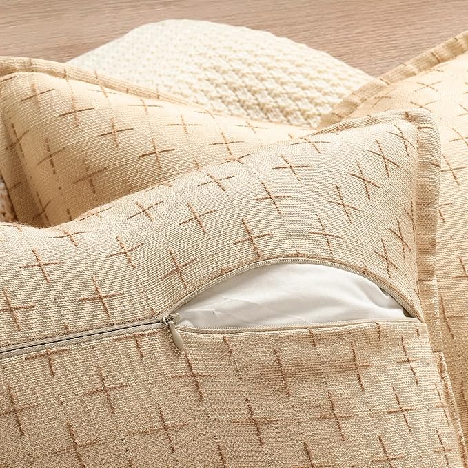 ZWJD Pillow Covers 26x26 Set of 2 Soft Polyester Textured Pillow Covers with Stylish Flange Edge Cozy Farmhouse Throw Pillows for Couch Bed Sofa Living Room