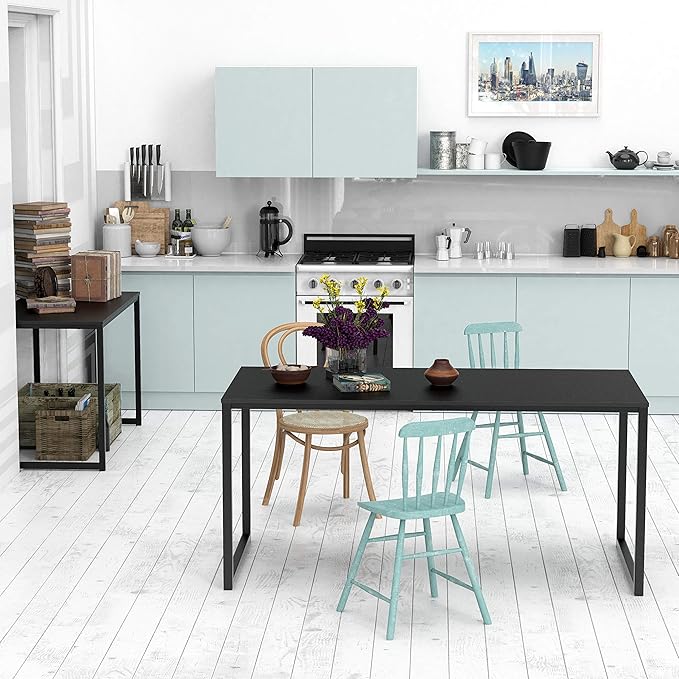 SHW Mission 55-Inch Home Office Computer Desk, Black