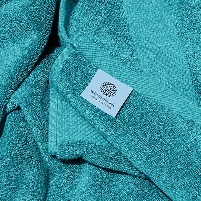 White Classic Luxury Bath Towels Set of 4 Large - 700 GSM Cotton Ultra Soft Bath Towels 27x54 | Highly Absorbent and Quick Dry | Hotel Towels for Bathroom Luxury, Plush Shower Towels, Aqua