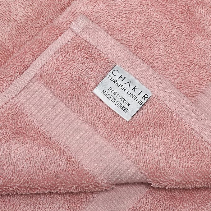Chakir Turkish Linens 100% Cotton Premium Turkish Towels for Bathroom | 27'' x 54'' (4-Piece Bath Towels - Pink)