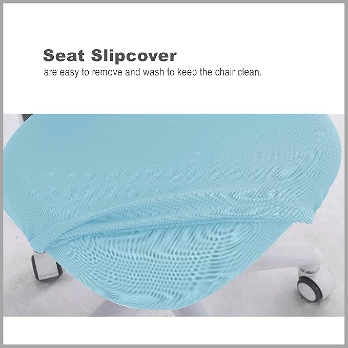 Kids Desk Chair, Boy's Girl's Child Children Study Office Computer Chair, Ergonomic Design, Adjustable Height and Seat Depth (Sky Blue W/Armrests)