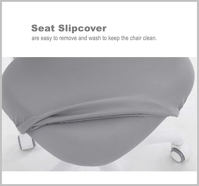 Kids Desk Chair, Boy's Girl's Child Children Study Office Computer Chair, Ergonomic Design, Adjustable Height and Seat Depth (Grey W/Armrests)