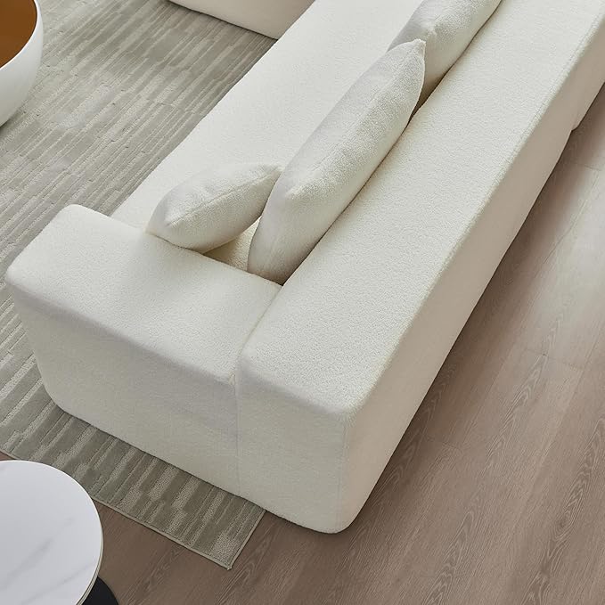 104.3 X 68.1'' Sectional Sofa, Sherpa Fabric L Shaped Corner Sofa, 3 Seat Modern Upholstered With 2 Pillows, Left Hand Lounge for Living Room, Office