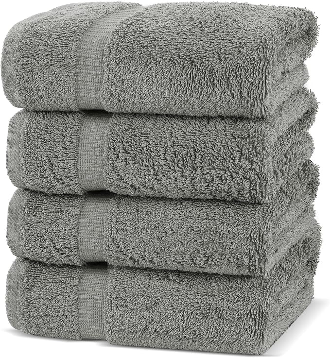 Chakir Turkish Linens Premium Cotton Absorbent Turkish Towels (Hand Towel - 4 Piece Gray)