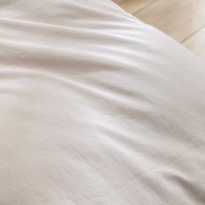 BESTOUCH Duvet Cover Set 100% Washed Cotton Linen Feel Super Soft Comfortable Chic Lightweight 3 PCs Home Bedding Set Solid Linen Grey Cal King