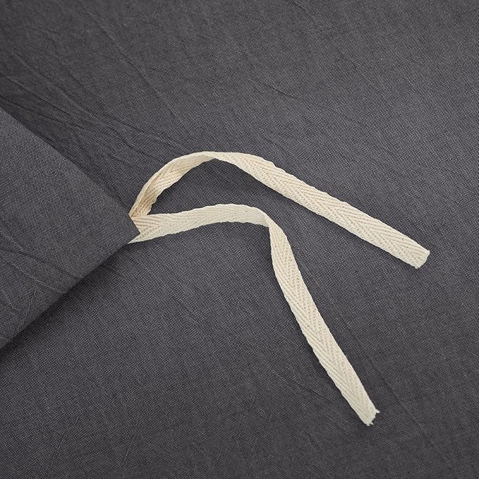 JIYUAN 100% Washed Cotton Duvet Cover Set 3 PCS Oversized Queen, 1 Duvet Cover 98"x98" (Comforter Not Included) and 2 Pillowcases,Linen Feel Bedding Set Comfy and Breathable, Heathered Dark Grey