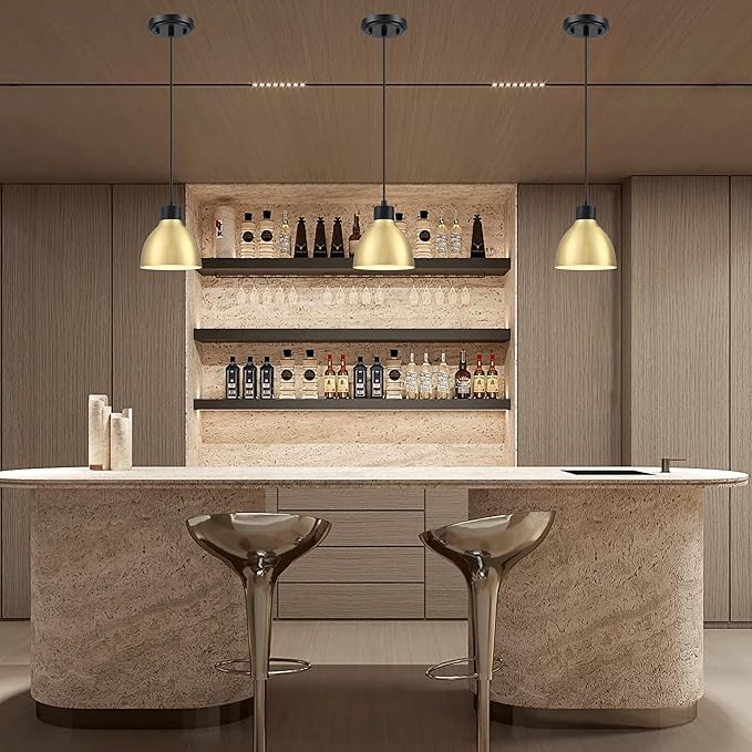 3 Pack 1 Light Industrial Hanging Indoor 6" Mini Kitchen Island Pendant Ceiling Light Fixtures,Black Brushed Bronze Finish for Bar Dining Room Corridor Living Room