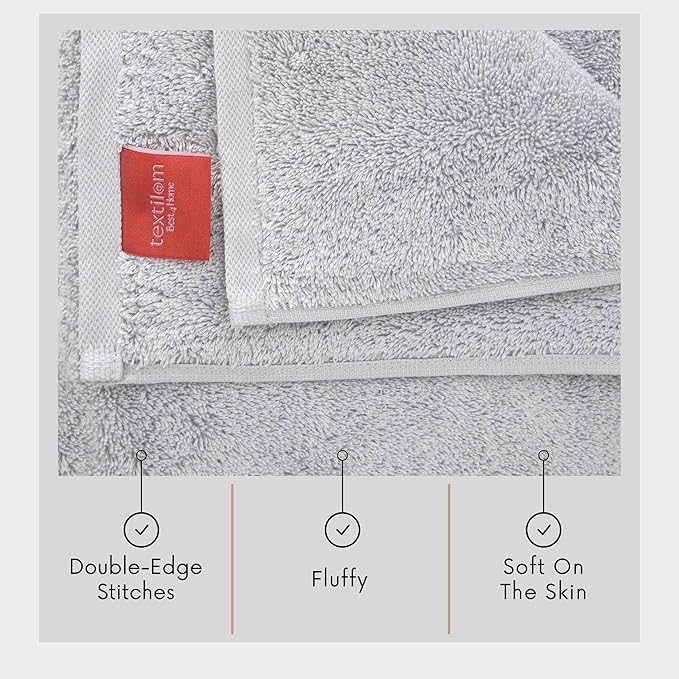 TEXTILOM 100% Turkish Cotton Oversized Luxury Bath Sheets, Jumbo & Extra Large Bath Towels Sheet for Bathroom and Shower with Maximum Softness & Absorbent (40 x 80 inches)- Light Grey
