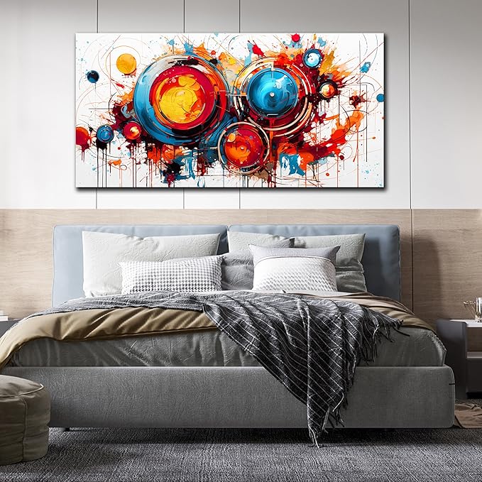 Colorful Art Work for Living Room Walls - Abstract Art Wall Decor - Modern Canvas Wall Art for Office Ready to Hang Size 29" x 59"