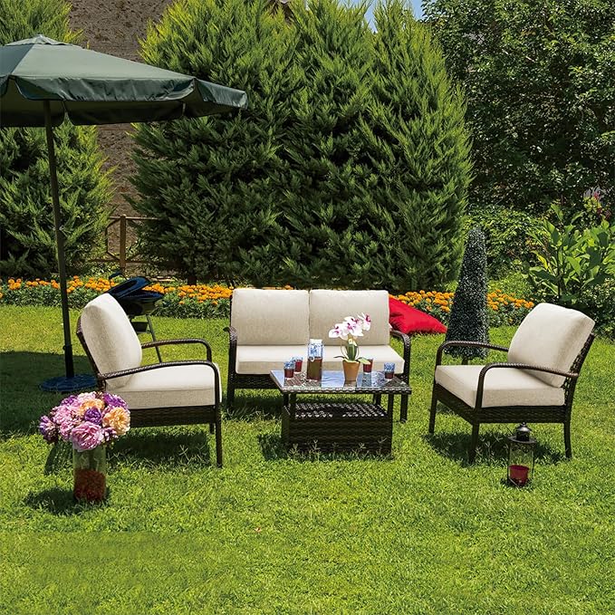 JMGBird Outdoor Cushion Tufted Pillow, Deep Seat Outdoor Chair Cushion Set 22"x22" Patio Cushions for Outdoor Furniture