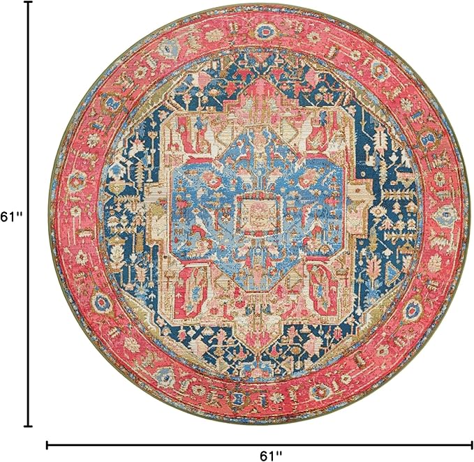 Unique Loom Outdoor Traditional Collection Area Rug - Limon (5' 1" Round Multi/Red)