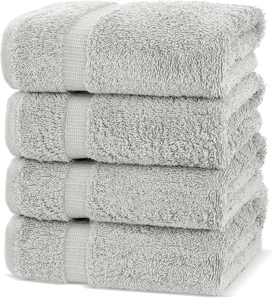 Chakir Turkish Linens Premium Cotton Absorbent Turkish Towels (Hand Towel - 4 Piece Silver)