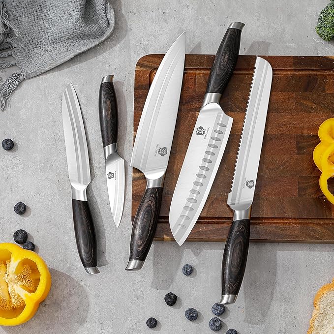 WILDMOK Chef Knife 8 Inch, German Steel Kitchen Knives Chef's Knives with Pakka Wood Handle, Gift Box