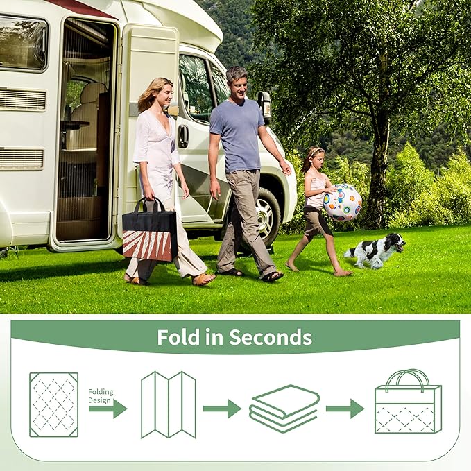 GENIMO Outdoor Rug 5' x 8' Waterproof for Patios Clearance, Reversible Plastic Straw Camping Carpet, Large Area Rugs Mats for RV, Picnic, Backyard, Deck, Balcony, Porch, Beach, Brick&Red