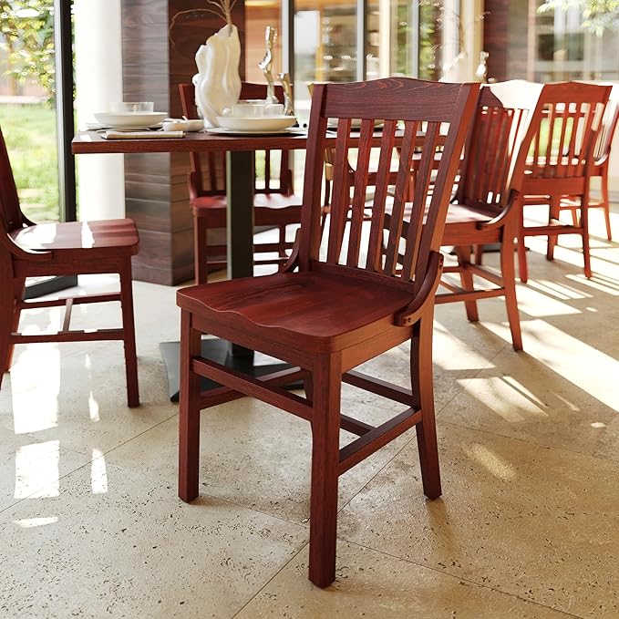 EMMA + OLIVER School House Back Mahogany Wood Chair