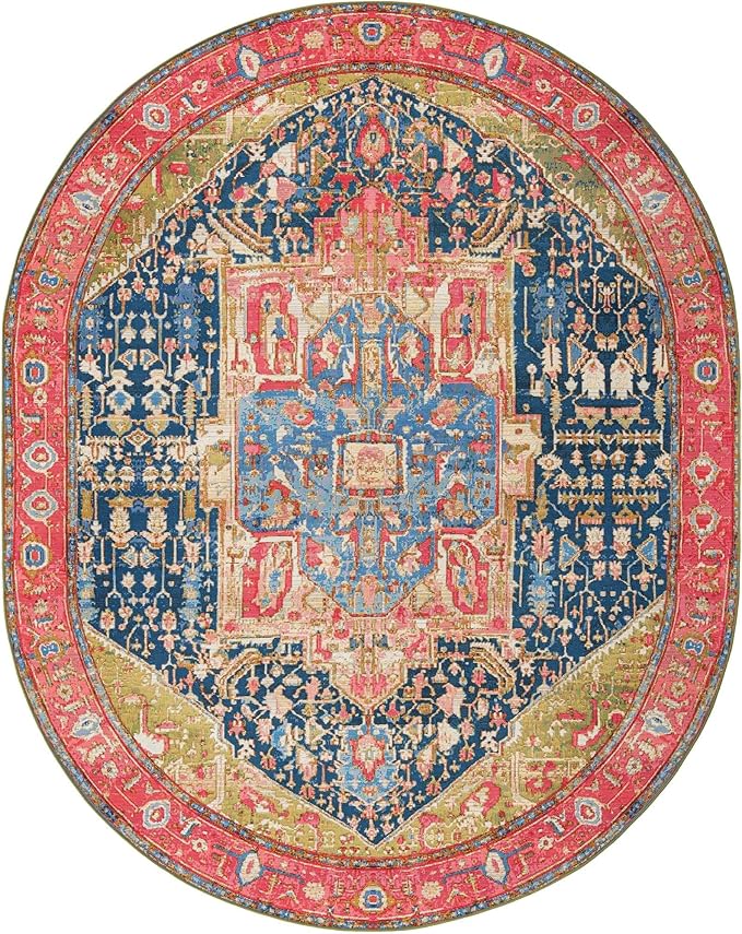 Unique Loom Outdoor Traditional Collection Area Rug - Limon (7' 10" x 10' Oval Multi/Red)