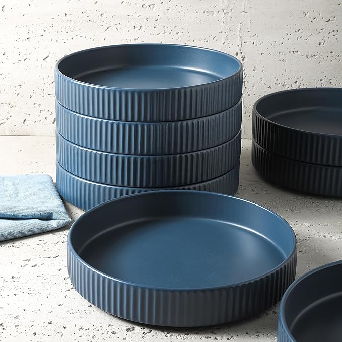 Christian Siriano Lusso 32-Piece Dinnerware Set Stoneware, Ash Blue